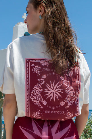 “Thalatta Hypnotica” Oversized Off White T-Shirt