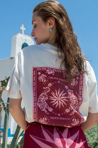 “Thalatta Hypnotica” Oversized Off White T-Shirt