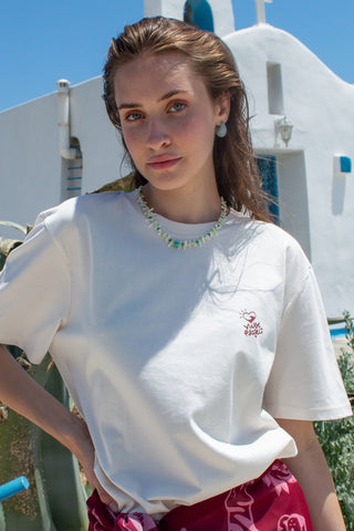 “Thalatta Hypnotica” Oversized Off White T-Shirt