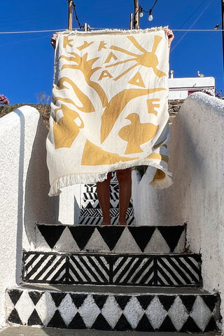 “Cyclades” Beach Towel in Golden Sand