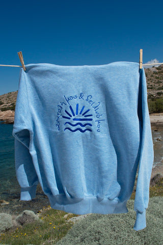 "Anatoli mou" Zaketa Hoodie in Pastel Blue 𝗢𝗻𝗲 𝗦𝗶𝘇𝗲