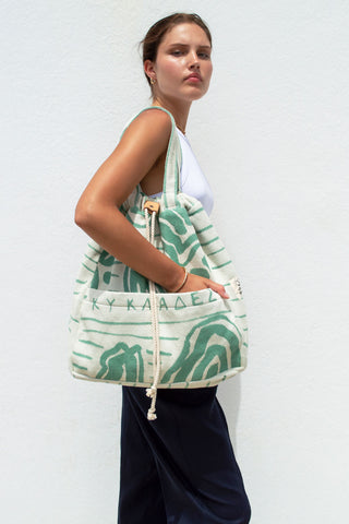 "Cyclades" Backpack in Cream & Mint