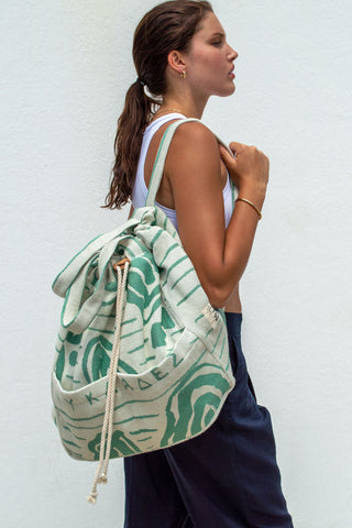 "Cyclades" Backpack in Cream & Mint