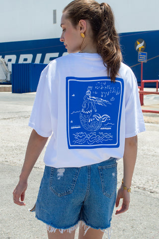 “Mermaids” Oversized White T-Shirt