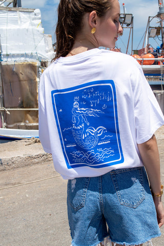 “Mermaids” Oversized White T-Shirt