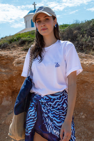 “Kala Taksidia” Oversized White T-Shirt