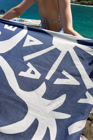 “Cyclades” Beach Towel in Blue Navy