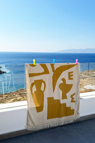 “Cyclades” Beach Towel in Golden Sand