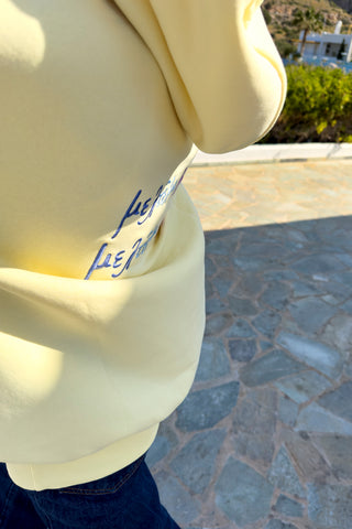 "Meltemi mou" Lemon Yellow Hoodie 𝗢𝗻𝗲 𝗦𝗶𝘇𝗲
