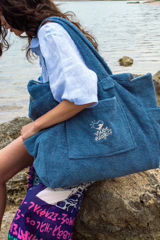 "Sky Blue" Beach Bag with Zipper