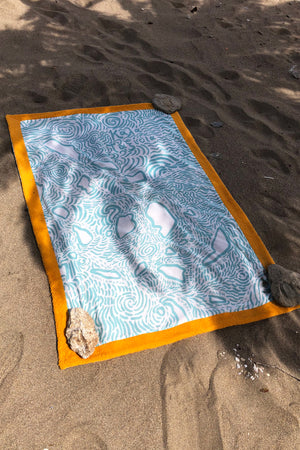 "Kala Taksidia" Beach Towel in Pistachio & Crema (1 LAST ITEM)