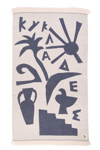 “Cyclades” Beach Towel in Blue Navy