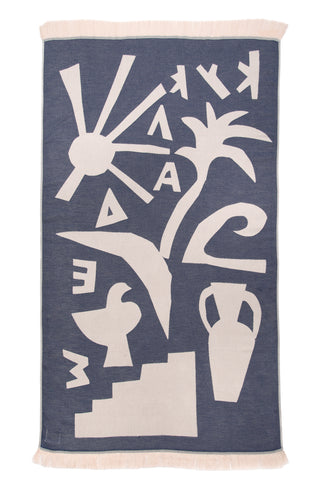“Cyclades” Beach Towel in Blue Navy