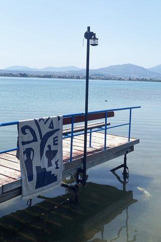 “Cyclades” Beach Towel in Blue Navy