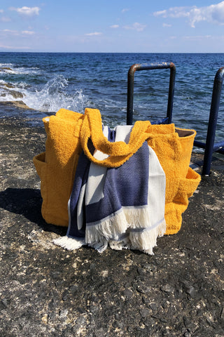 “Cyclades” Beach Towel in Blue Navy