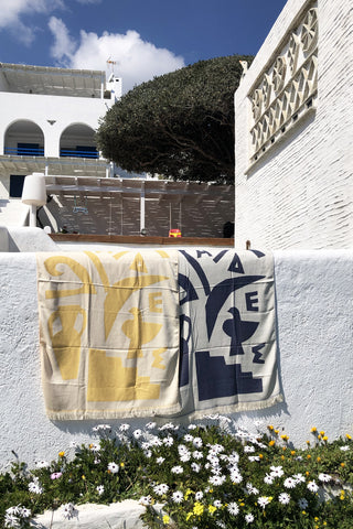 “Cyclades” Beach Towel in Blue Navy
