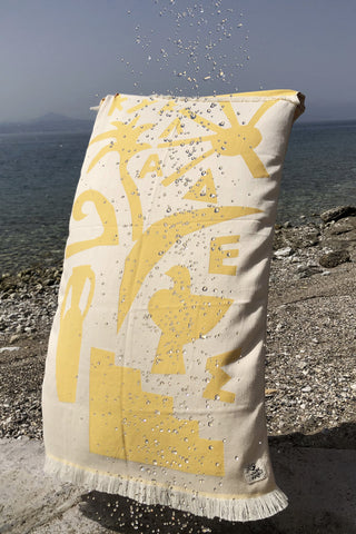 “Cyclades” Beach Towel in Golden Sand