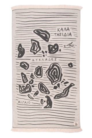 “Aigaio” Beach Towel in Black