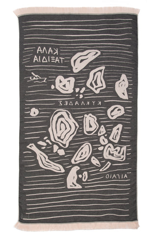 “Aigaio” Beach Towel in Black