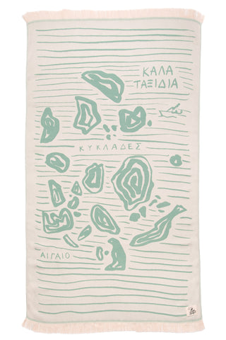 “Aigaio” Beach Towel in Mint