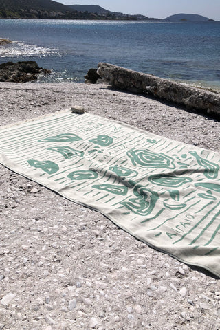 “Aigaio” Beach Towel in Mint