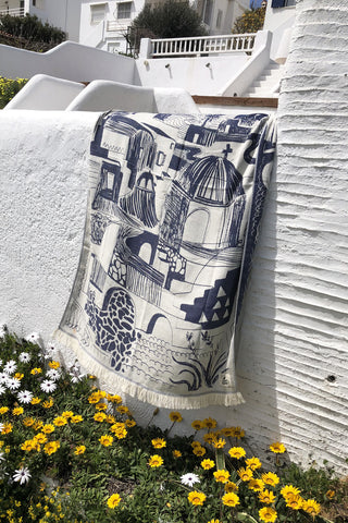 “Oia” Beach Towel in Blue Navy