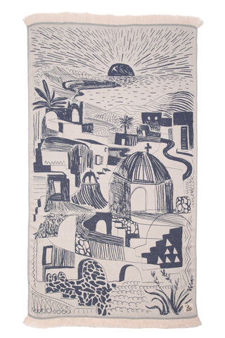 “Oia” Beach Towel in Blue Navy