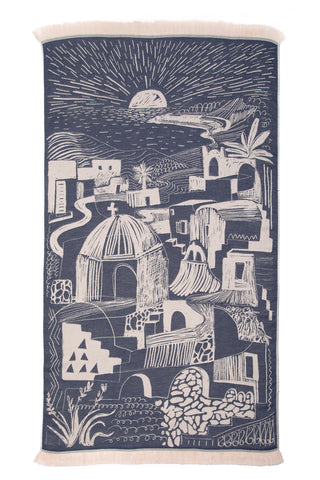 “Oia” Beach Towel in Blue Navy