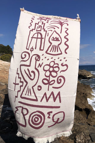 “Sifnos” Beach Towel in Burgundy