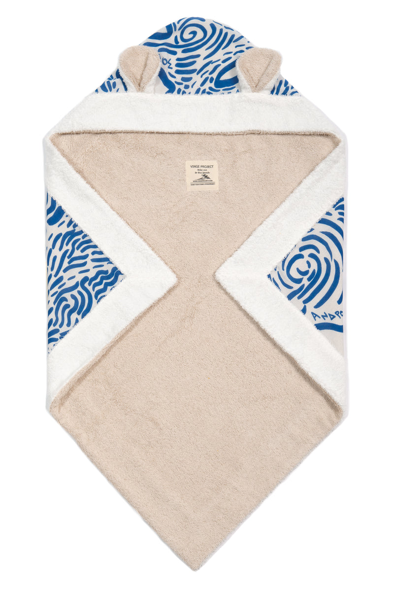"Kala Taksidia" Kid’s Towel in Blue & Crema