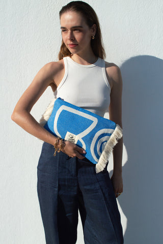 "Cyclades" Clutch Bag in Aegean Blue
