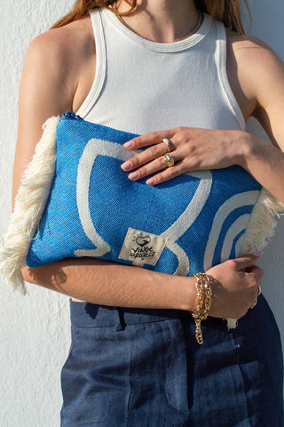 "Cyclades" Clutch Bag in Aegean Blue