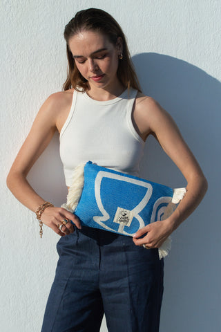 "Cyclades" Clutch Bag in Aegean Blue