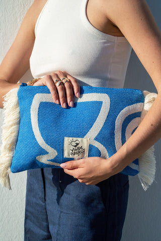 "Cyclades" Clutch Bag in Aegean Blue