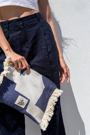 "Cyclades" Clutch Bag in Blue Navy