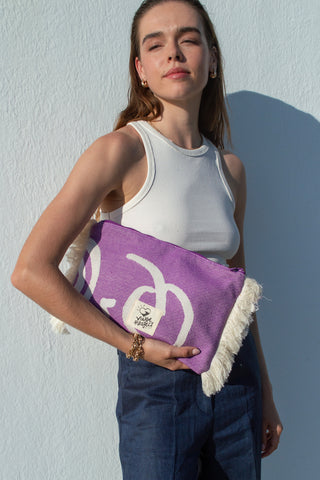 "Cyclades" Clutch Bag in Lavender Purple