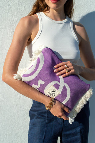 "Cyclades" Clutch Bag in Lavender Purple