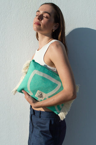 "Cyclades" Clutch Bag in Aqua Marine