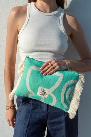 "Cyclades" Clutch Bag in Aqua Marine