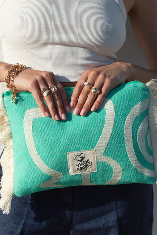 "Cyclades" Clutch Bag in Aqua Marine