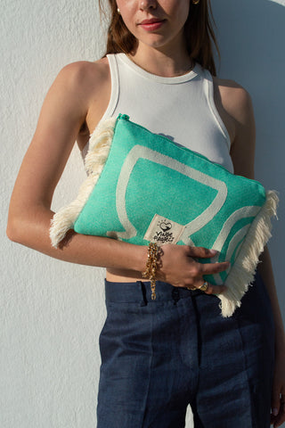 "Cyclades" Clutch Bag in Aqua Marine