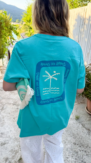 "Ammos kai Afros" Oversized Milos Aqua T-Shirt