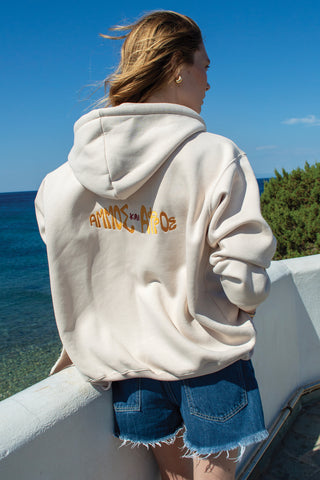 "Ammos kai Afros" Cream Hoodie 𝗢𝗻𝗲 𝗦𝗶𝘇𝗲