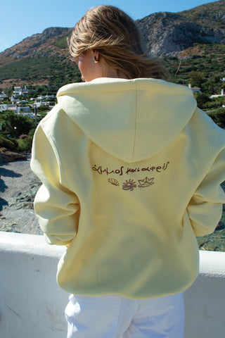 "Ammos kai Afros" Light Yellow Hoodie 𝗢𝗻𝗲 𝗦𝗶𝘇𝗲
