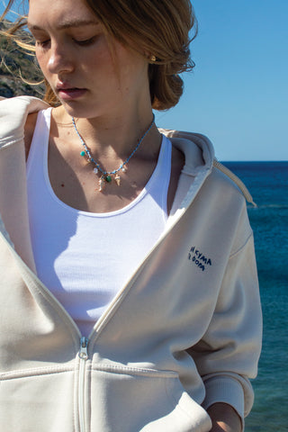 "Ena Kima ti Fora" Cream Hoodie 𝗢𝗻𝗲 𝗦𝗶𝘇𝗲