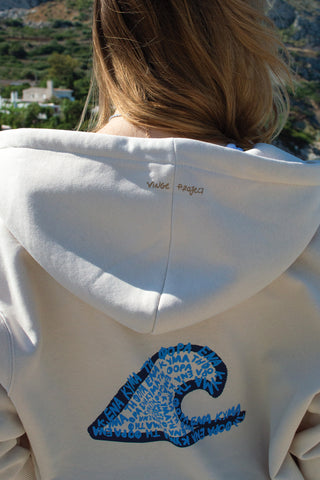 "Ena Kima ti Fora" Cream Hoodie 𝗢𝗻𝗲 𝗦𝗶𝘇𝗲
