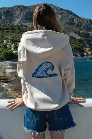 "Ena Kima ti Fora" Cream Hoodie 𝗢𝗻𝗲 𝗦𝗶𝘇𝗲