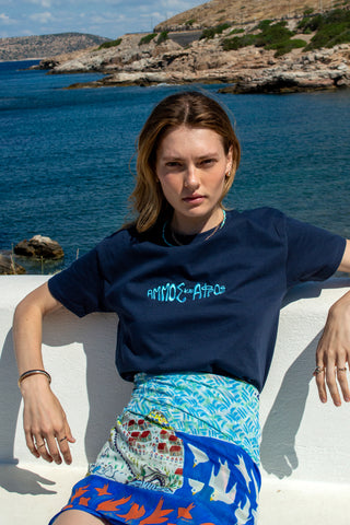 "Ammos kai Afros" Navy T-Shirt