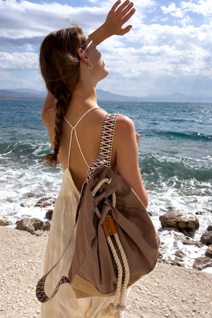 "Hermosa" in Choco - Canvas Backpack