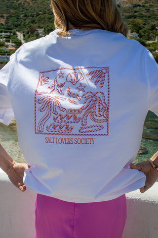 "Salt Lovers Society" Oversized White T-Shirt